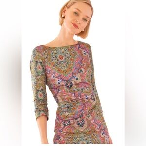 Gretchen Scott Dress women size Large Jersey corset dress pleasantly paisley nwt